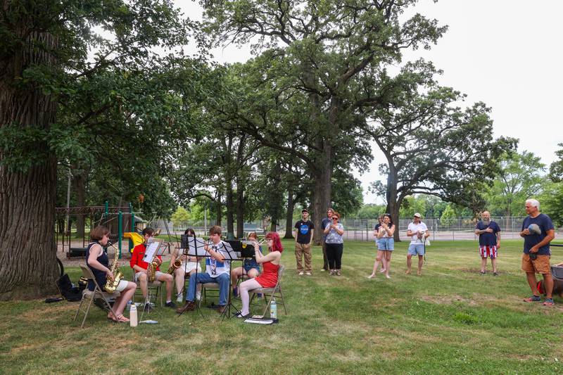 The Riverview Kids' Band performs "The Star Spangled Banner" to begin the Riverview Historic District's annual 4th of July Celebration on Friday, July 4, 2025.