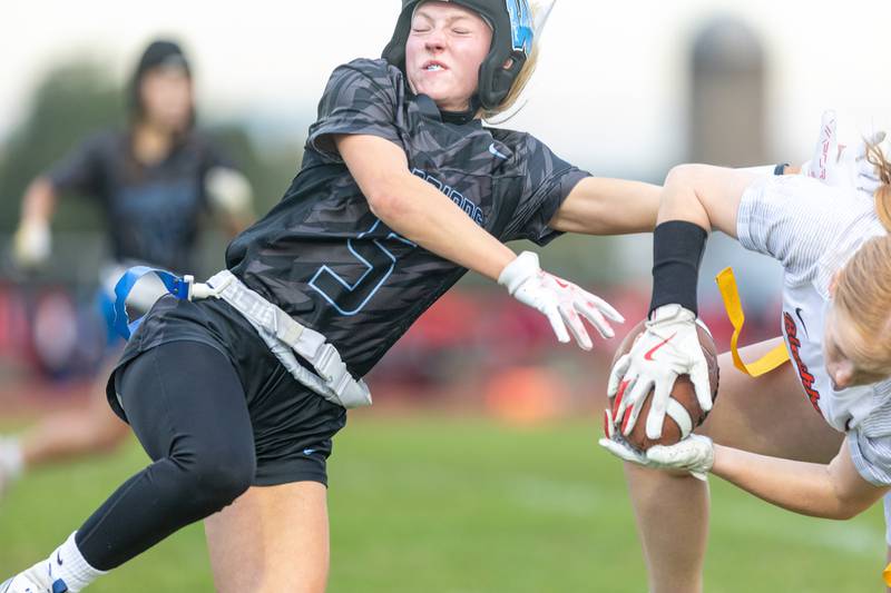 Willowbrook's Elizabeth Pettinger tries to intercept the ball to West Aurora's Rylee Woodson at the Sectional Final on Tuesday, Oct. 14,2025 in South Elgin.
