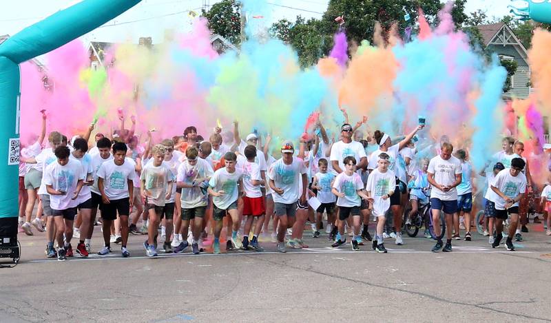 Runners kick off the Arukah Institute of Healing Freedom Color Run on Friday, July 4, 2025 at Soldiers and Sailors Park in Princeton.