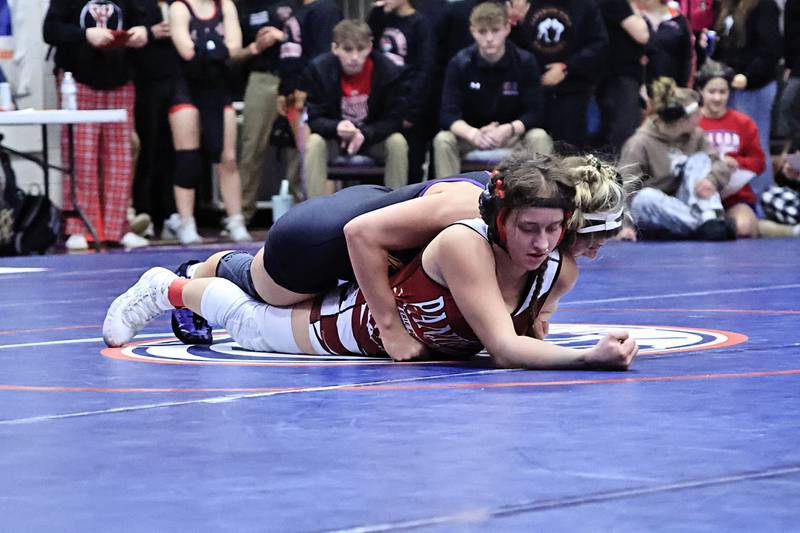 Erie-Prophetstown’s girls wrestling team traveled to Belvidere High School Saturday for their regionals match on Saturday, Feb. 7, 2026. Panther's senior Michelle Naftzger (white singlet) wrestled her way to the finals to face Hononegh's Bella Castelli. Castelli took 1st and Naftzger took 2nd, both will advance to sectionals next weekend