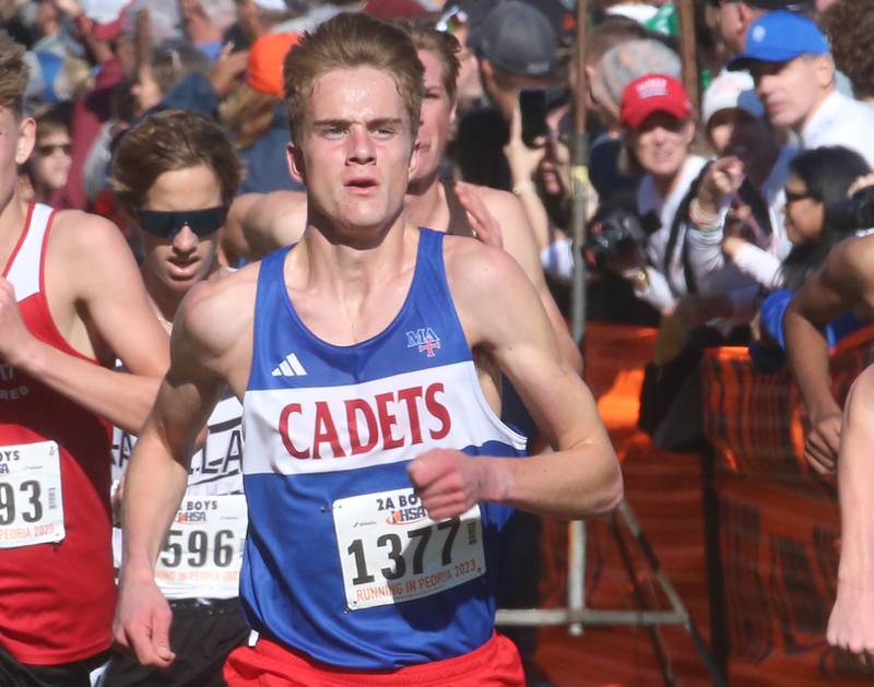 Marmion Academy's John Daffenberg competes in the Class 2A State Cross Country race on Saturday, Nov. 4, 2023 at Detweiller Park in Peoria.