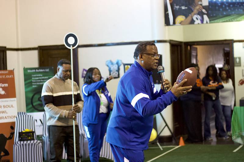 Lonnie Posley, pastor of New Canaan Christian Church, at the Super Soul Bowl Sunday community event on Sunday, Feb. 8, 2026, at the church on 225 E. Clinton St., Joliet.