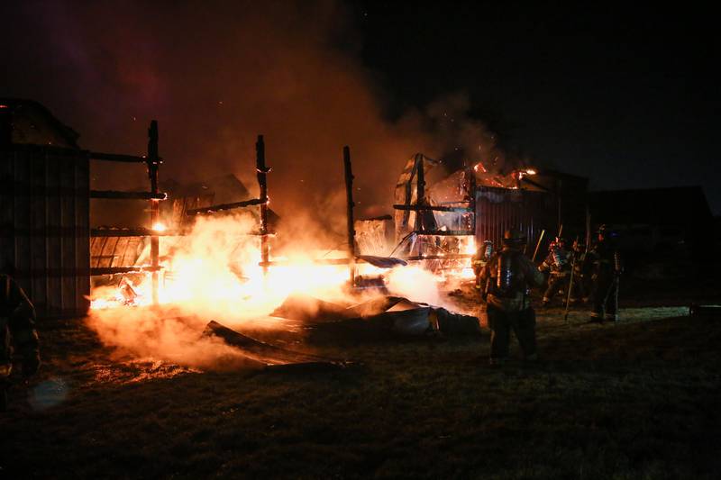 A large 60-by-100-foot barn in the 2800 block of Barreville Road was a “complete loss” after a fire Friday, Feb. 10, 2023, the Nunda Rural Fire Protection District said.