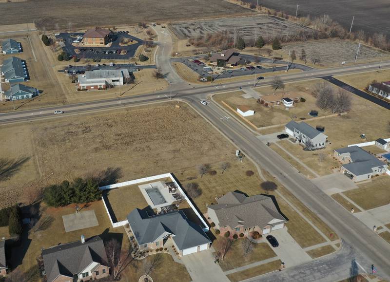 An aerial looking north near the intersection of North 29th Road (Wenzel Road) and Marquette Road on Monday, March 3, 2025 in Peru.