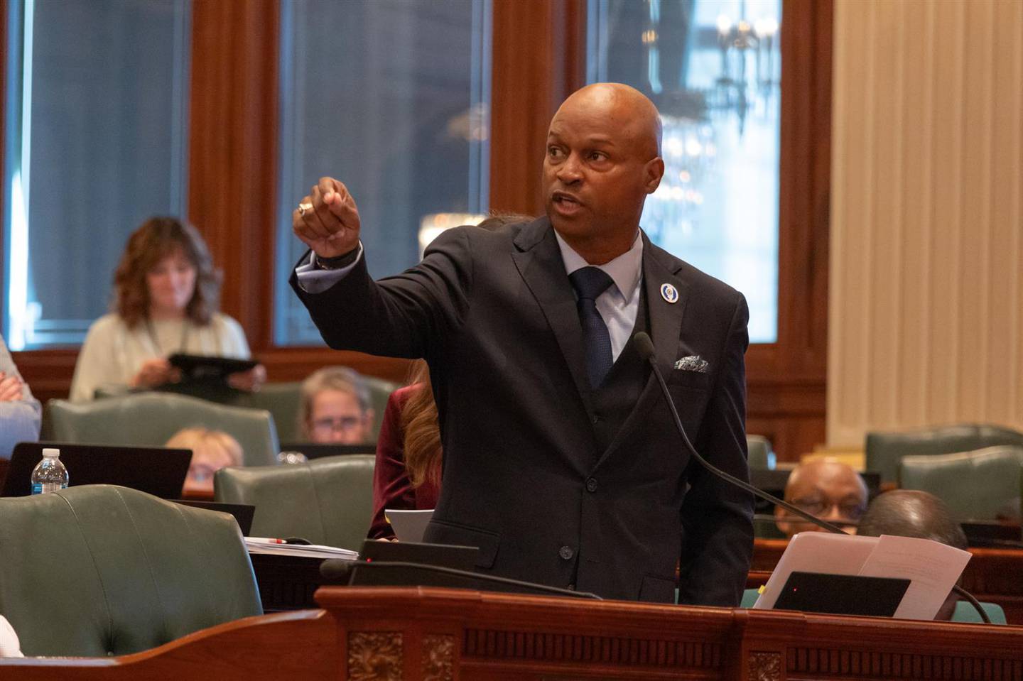 House Speaker Emanuel “Chirs” Welch, D-Hillside, speaks during debate on a bill that would allow legislative staff to unionize.