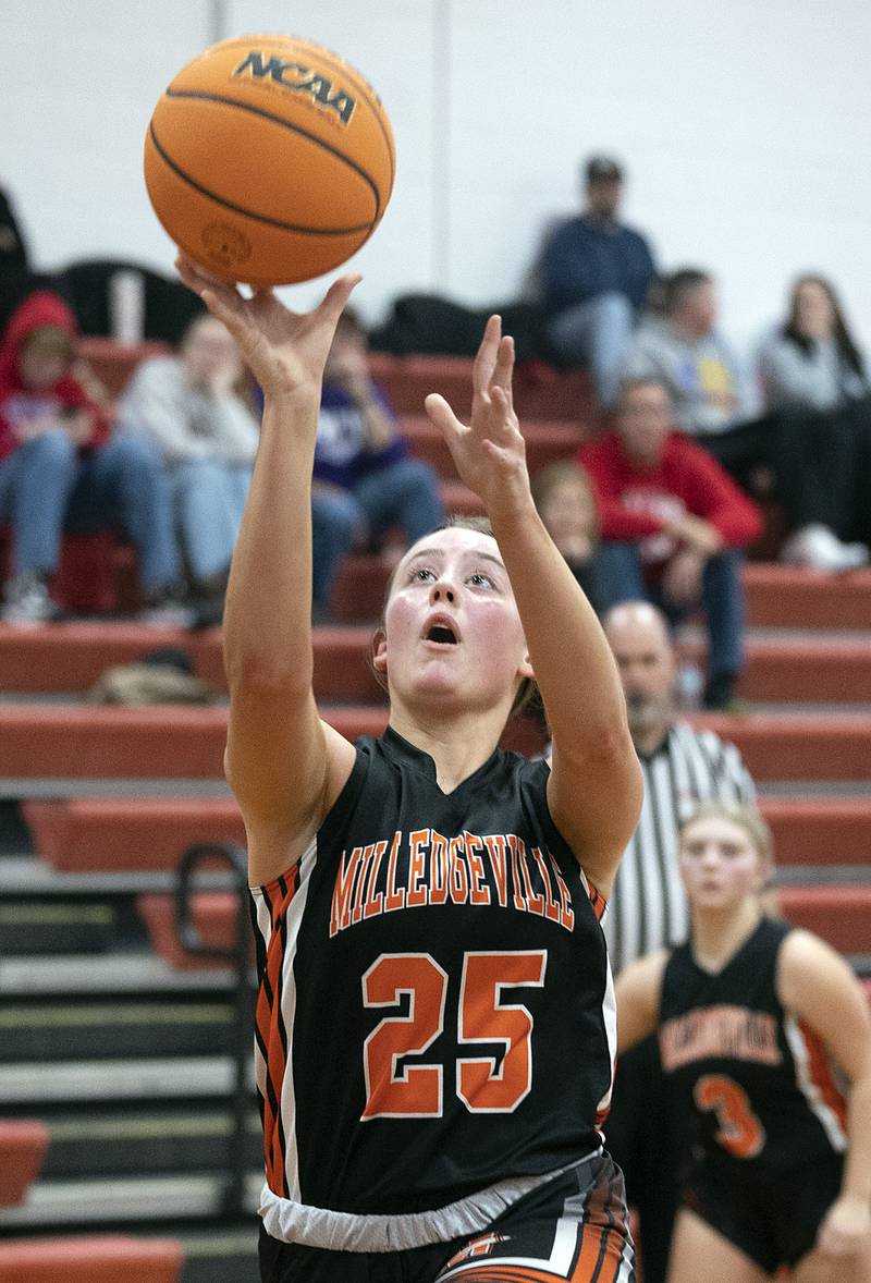 Milledgeville’s Kendra Hutchinson puts up a shot against Morrison Wednesday, Jan. 22, 2025.