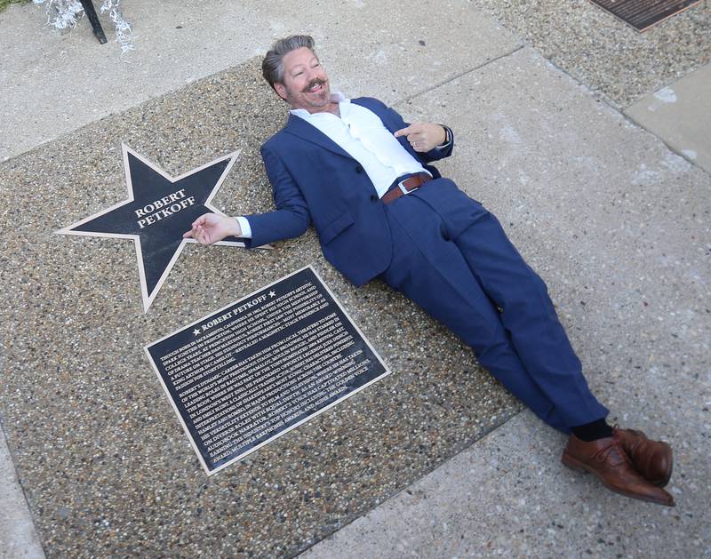 Actor Robert Petkoff poses next to his star during the "Walk of Fame" dedication on Thursday, Sept. 4, 2025 at the Apollo Theater in Princeton. Petkoff was born in Sacremento Calf., and moved to Princeton where he was involved in Princeton High School theater.