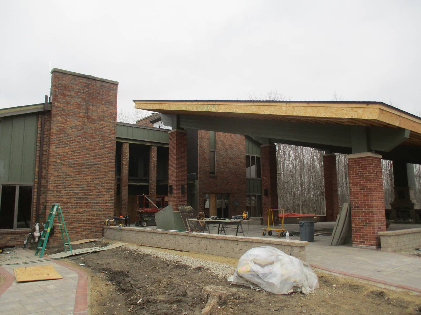 The roof of pavilion at the Pickerill house will be fitted with solar panels to help power the all-electric building, seen here March 2, 2023.