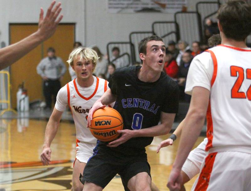 Burlington Central’s Patrick Magan heads for the hoop in varsity boys basketball on Friday, Dec. 5, 2025, at McHenry Community High School in McHenry.