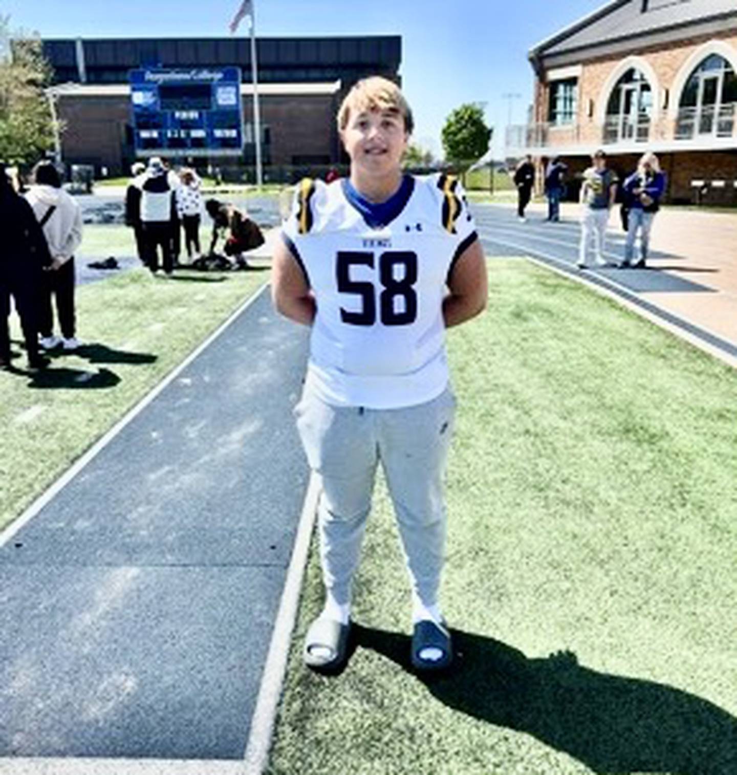 Princeton junior lineman Anthony Vujanov recently visited Augustana College.