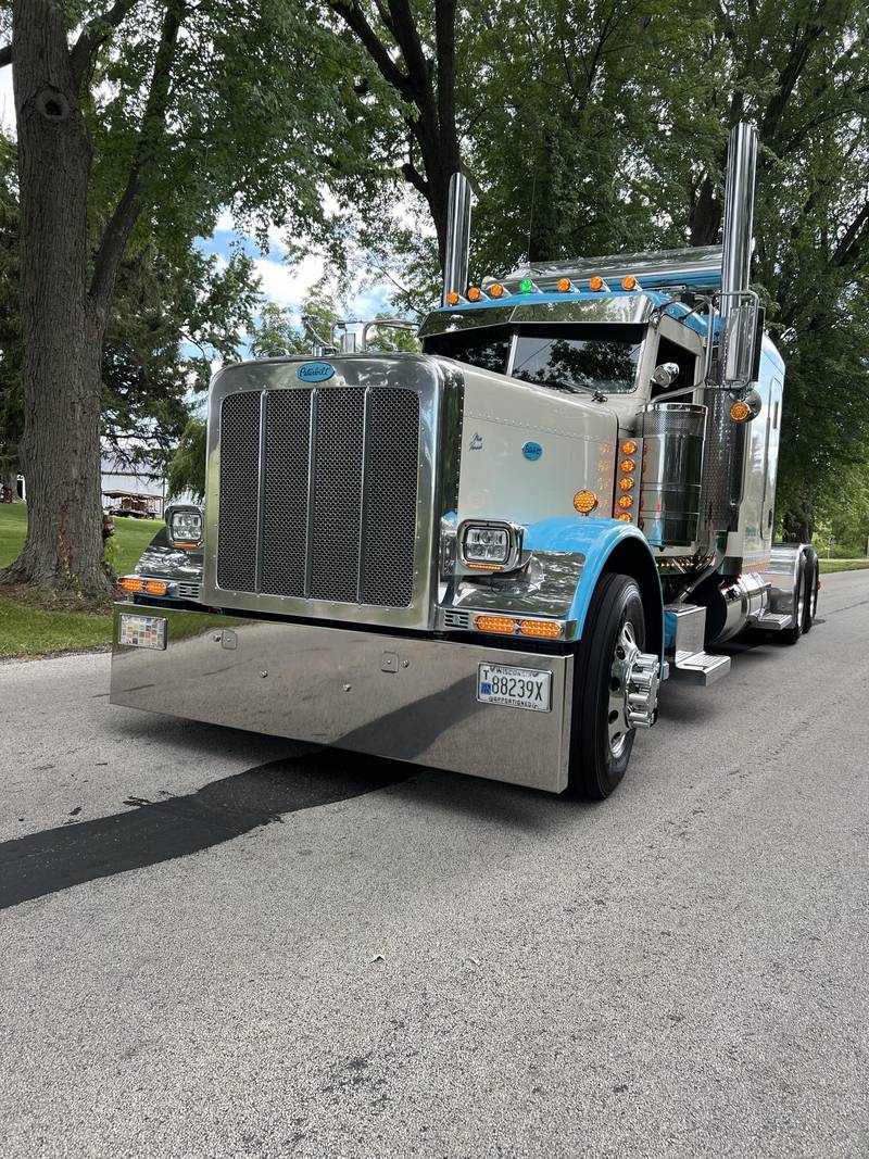Cream and Blue Peterbilt, owned by John Herdrich, company Herdrich Express Lines LLC, will appear at the Woodstock Truck N' Food Festival on Aug. 24, 2024.