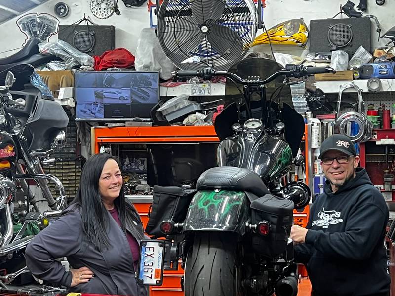 Fortune Cycle owners Joey Fortune (right) and his wife, Corky, will celebrate 25 years in business next month.