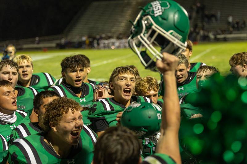 Seneca's Football team celebrates win against Chicago Christain at their 2025 home opening game on Friday, Aug 29, 2025 at Seneca High School in Seneca.