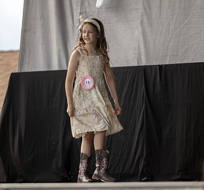Lauren Hickman takes the stage Wednesday August 2, 2023 during the Little Miss Ogle County pageant.