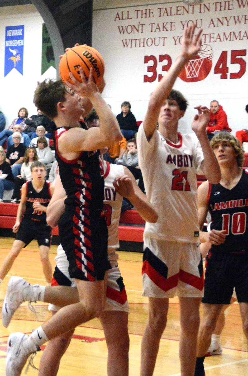 LaMoille's Ed Fry shoots against Amboy in Saturday's third-place game of the LaMoille Holiday Classic. The Clippers won 55-45.