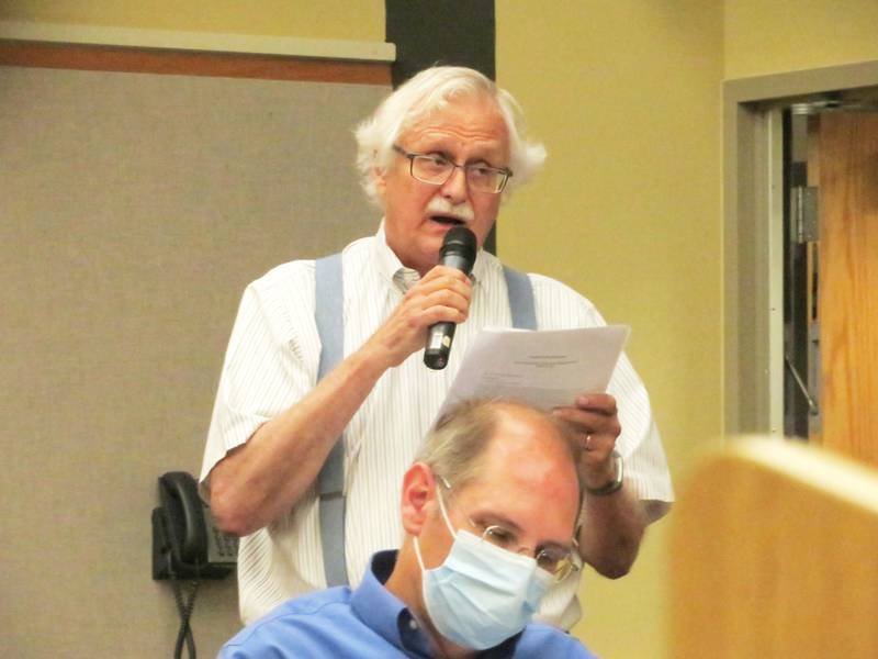 DeKalb County Board member Steve Faivre, who also chairs the county's planning and zoning committee, talks during the Wednesday, Aug. 18, 2021 County Board meeting at the county Legislative Center in Sycamore.