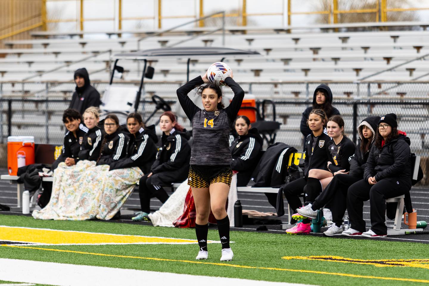 Joliet West's Marlene Tinoco throws in the ball against Bolingbrook during at match at Joliet West on March 26, 2024.