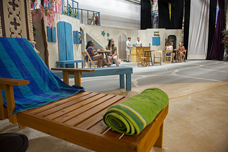 The set production for Dixon High School's "Mamma Mia" takes the viewer to an island in Greece where the action takes place.