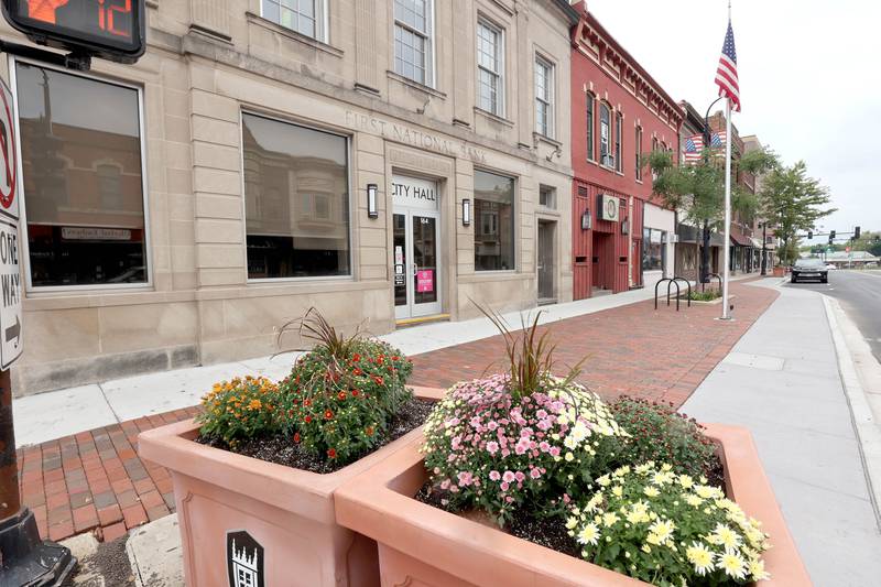 The planter boxes in front of DeKalb City Hall Thursday, Aug. 25, 2022, on Lincoln Highway after the recent downtown renovations.