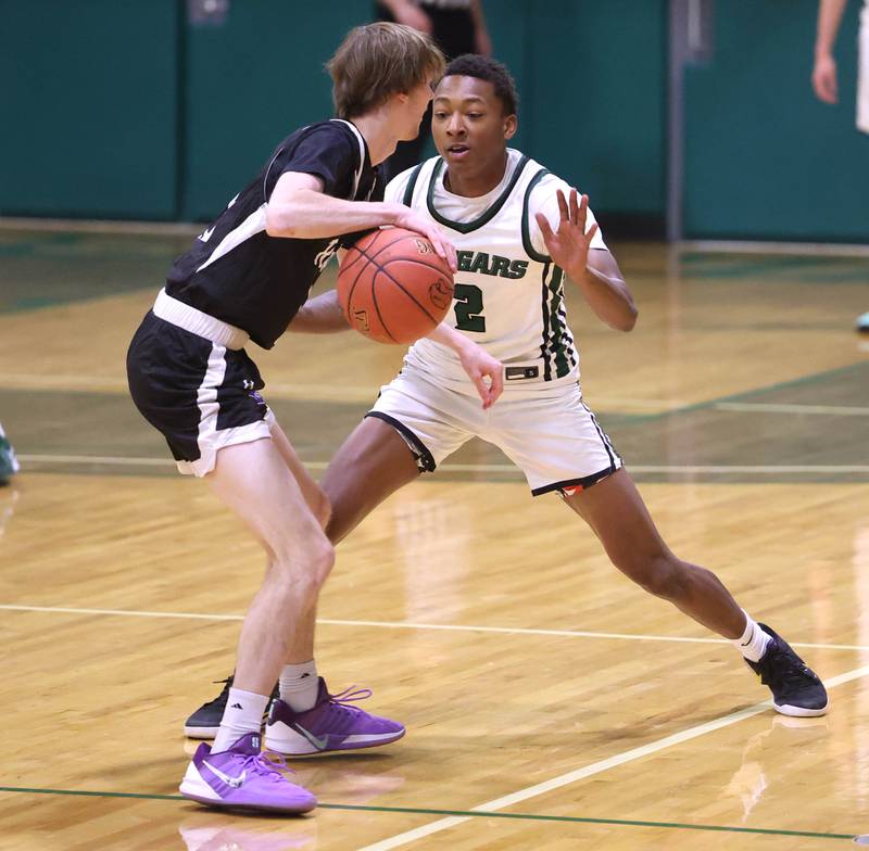 Kishwaukee College's Aaron Gant guards Rockford University's Kooper Staley Thursday, Jan. 22, 2026, during their game at Kishwaukee College in Malta.