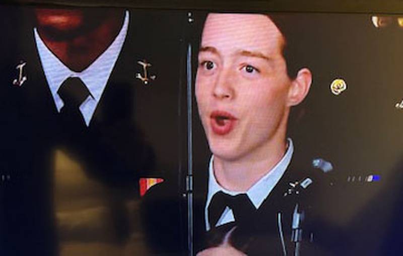 Midshipman Sarah Peters of La Salle sings at a memorial service for former President Jimmy Carter on Tuesday, Jan. 7, 2024, in the U.S. Capitol rotunda. Peters, an alto who sang as a student at La Salle-Peru Township High School, is a second-year student at the U.S. Naval Academy, where Carter graduated, and a member of the USNA Glee Club.