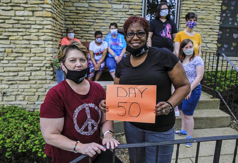 Nurses Jennifer Saunders (left) and Jacque Smith have been in quarantine with their patients for more than 50 days.