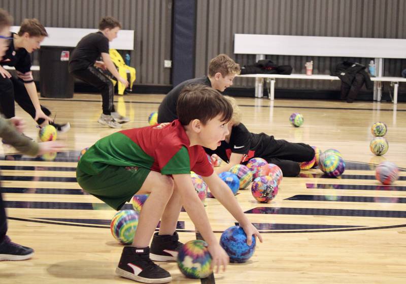 Children ages 6 to 9 take part in a game of dodge ball in the Tuesday morning session of the Winter Mini Spark day camp at The Facility in Dixon.  The noon session was for children ages 10 to 14. The Winter Mini Spark camp resumes on Thursday.