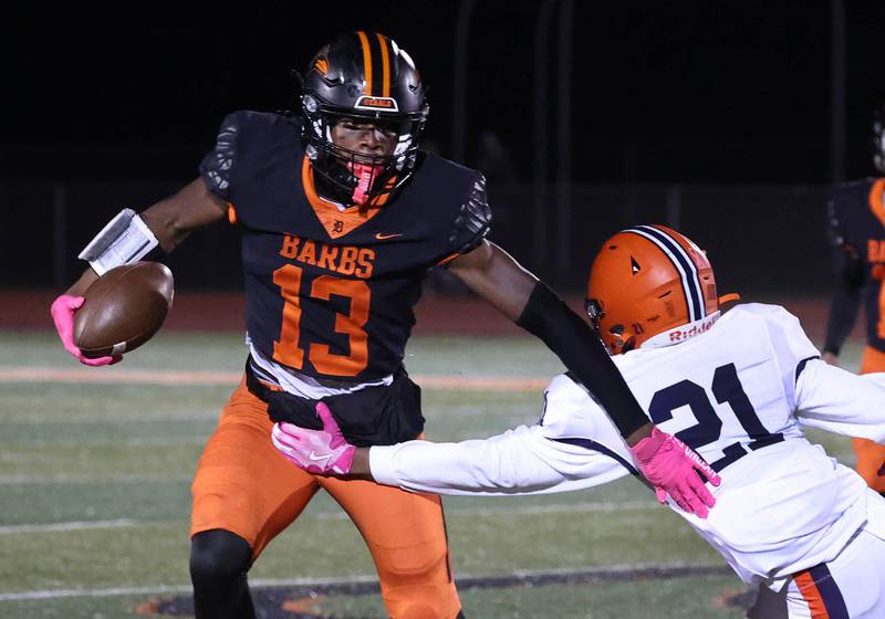 DeKalb's Davon Grant sheds the tackle attempt of a Stagg defender during their game Friday, Oct. 25, 2024, at DeKalb High School.