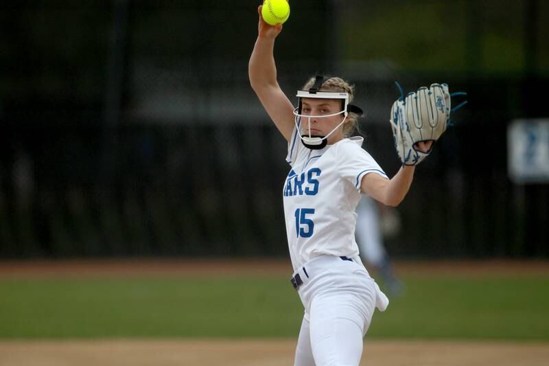 St. Charles North's Paige Murray pitches during a game against Lake Park on Wednesday, April 30, 2025 in St. Charles.