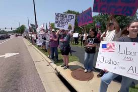 Video: Hundreds gather for "No Kings" protest in DeKalb to on Saturday