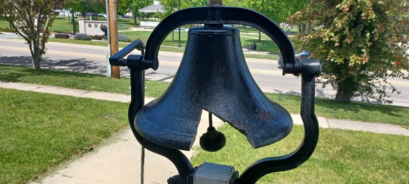 Former McHenry Alderman Frank McClatchey has rang this bell during Memorial Day services for the last several years. It cracked during Monday's ceremony at Veteran's Park.