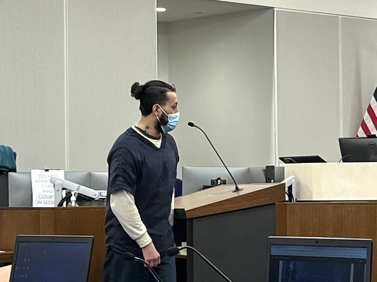 State witness Norberto Navarro enters the courtroom on Wednesday, March 23, 2022 to testify in the reckless homicide trial against Sean Woulfe.