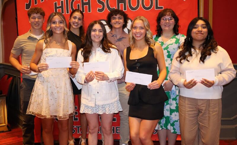 Outstanding Student Award Winners L-R: Front Row : Madyson Proud, Hailey Augustine, Brooklyn Stillwell and Elizabeth Gonzalez Back Row: Isaiah Weibel, Ella Park, Jacob Hagie and Lilyan Basina