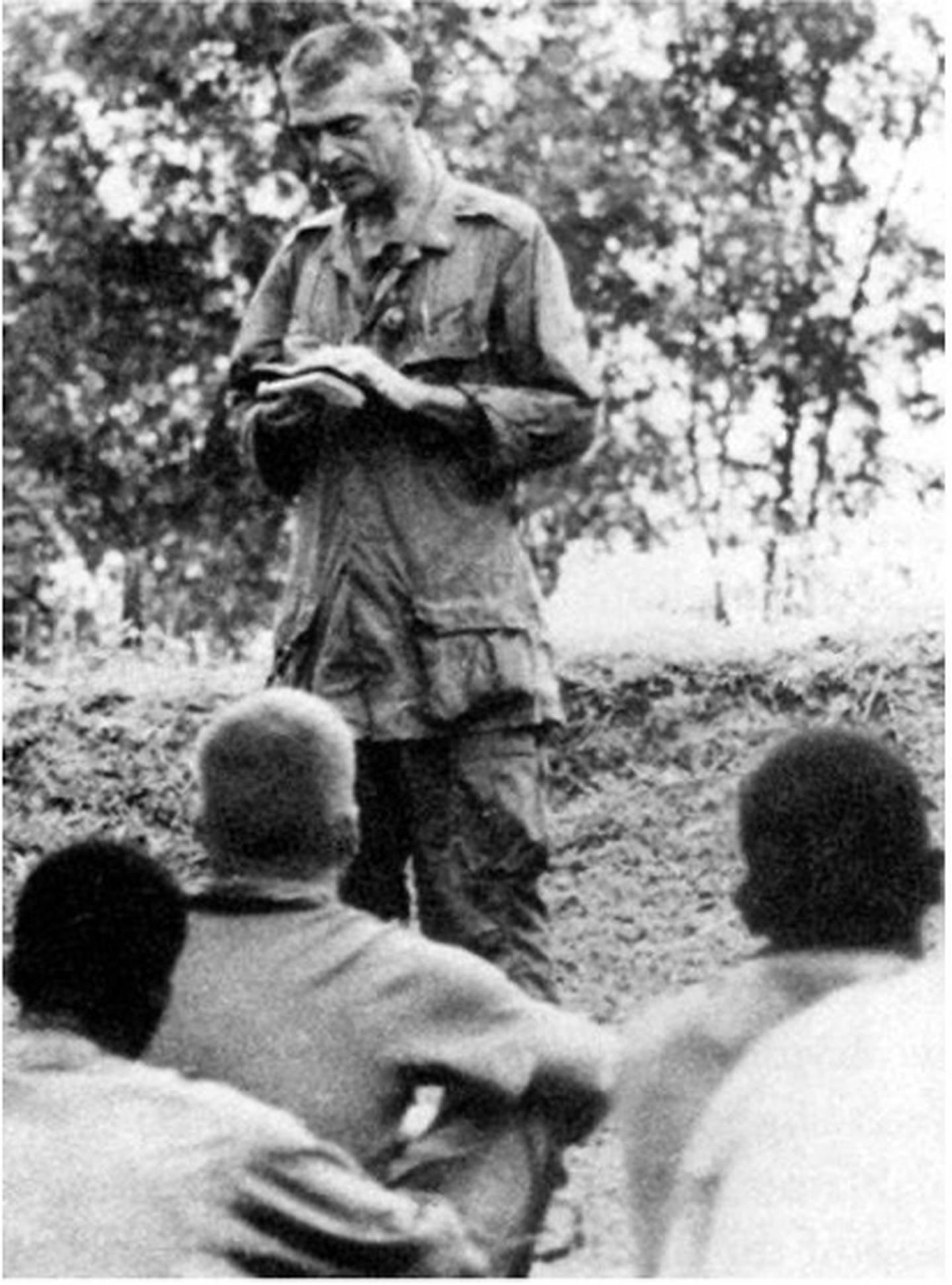 The Rev. Vincent Capodanno ministers to troops in the Vietnam War. Capodanno was posthumously awarded the Medal of Honor and the Vatican is probing whether to make him a saint.