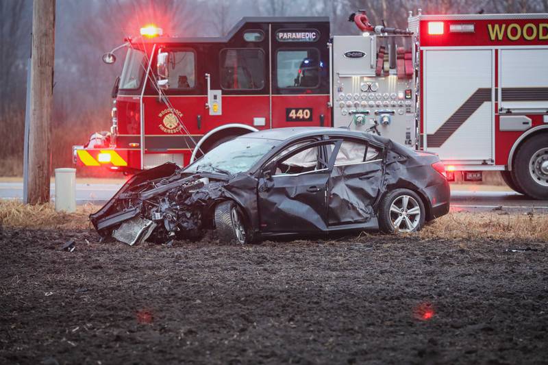 Three people were hospitalized after a crash near Woodstock Thursday, Feb. 27, 2025.