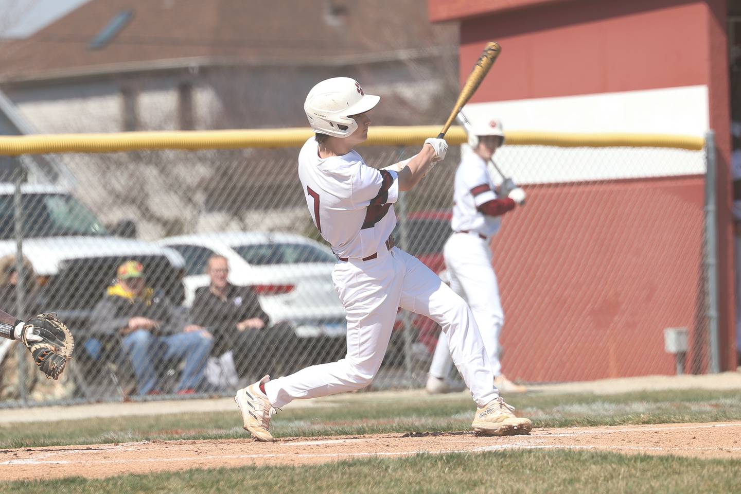 Plainfield North’s Joe Guiliano doubles against Plainfield South on Friday, April 7, 2023.