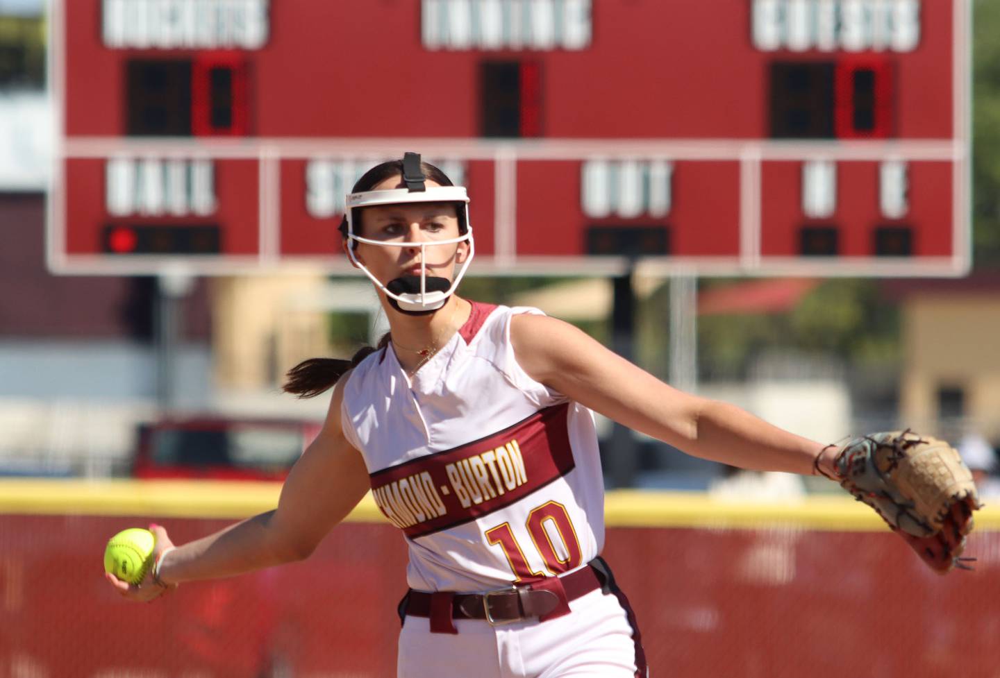 Richmond-Burton’s Hailey Holtz deals against North Boone  in IHSA Class 2A Regional Title Game action softball at Richmond-Burton High School in Richmond  on Saturday, May 24, 2025.