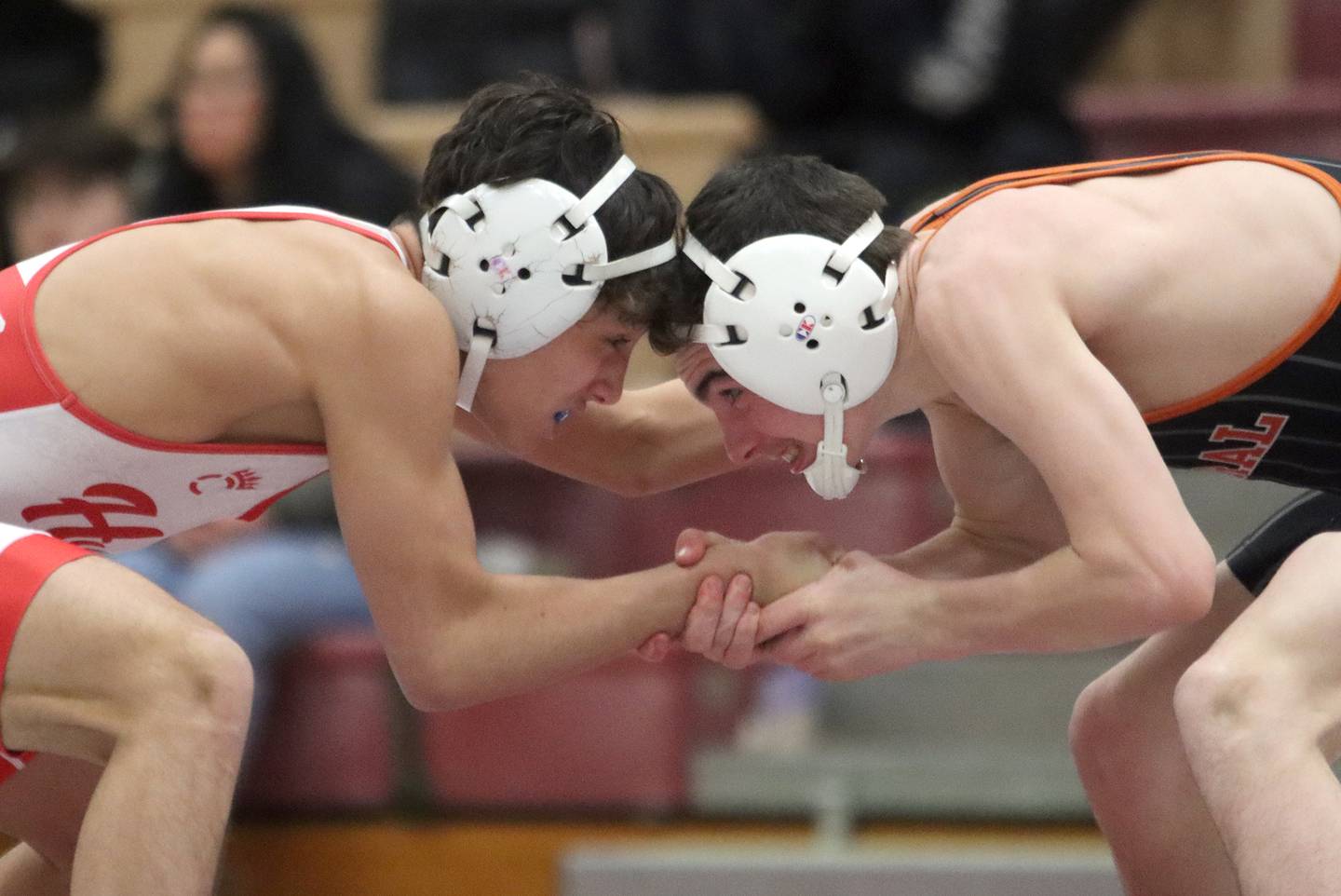 Crystal Lake Central’s Jackson Marlette at 116 pounds in varsity wrestling on Friday, Dec. 13, 2024 at Huntley High School in Huntley.