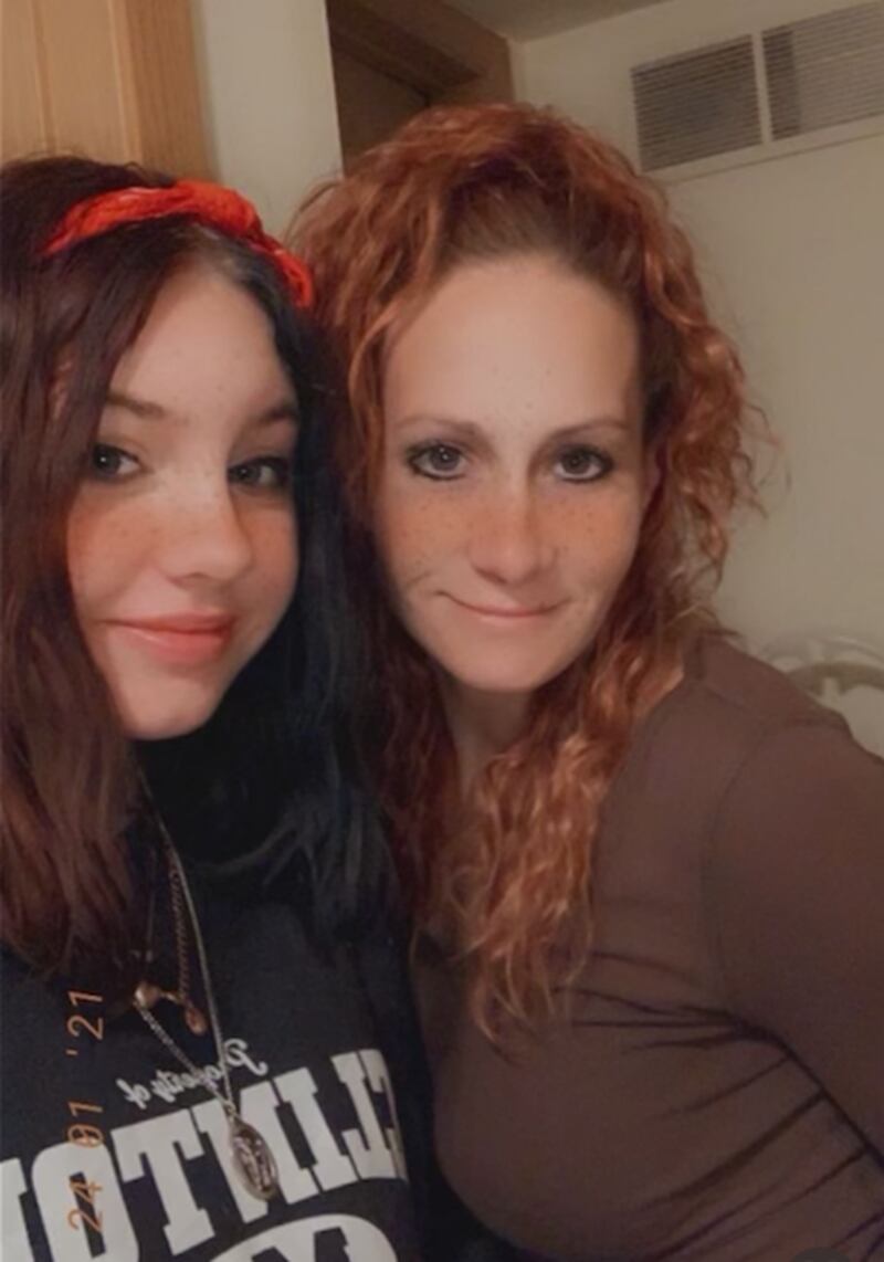 Gracie Sasso-Cleveland (left) and her mother Ericka Sasso (right) pose together in a photo dated Jan. 24, 2021. Gracie Sasso-Cleveland poses outside in this undated photo. Gracie, 15, was found dead in a dumpster May 7, 2023. Timothy M. Doll, 29, of DeKalb, is charged with first-degree murder in her death.