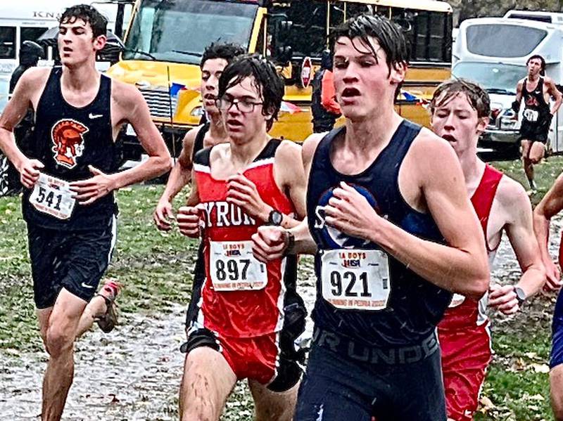 Bureau Valley senior Elijah House made his way through the rain and mud to a 60th-place finish in Saturday's IHSA 1A State Cross County Meet at Detweiller Park in Peoria.