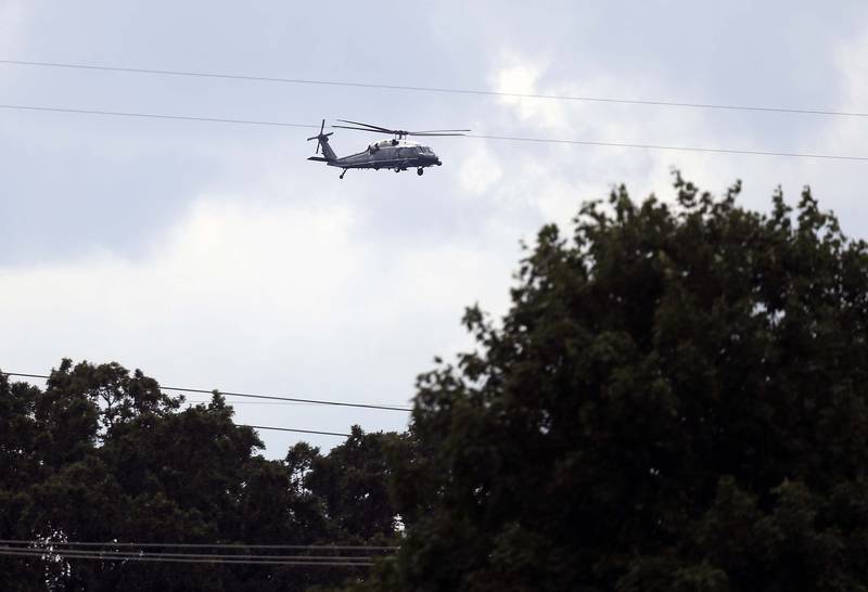 A helicopter arrives as President Joe Biden visits McHenry Community College Wednesday, July 7, 2021, in Crystal Lake.