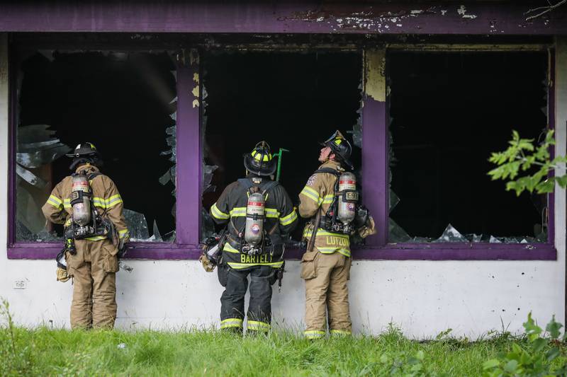 A fire at a vacant commercial structure Friday, July 15, 2022, in Algonquin caused two firefighters to need treatment.