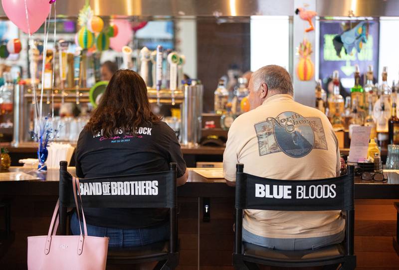 Guests enjoy lunch during the third anniversary of Wahlburgers in St. Charles on July 29, 2023.