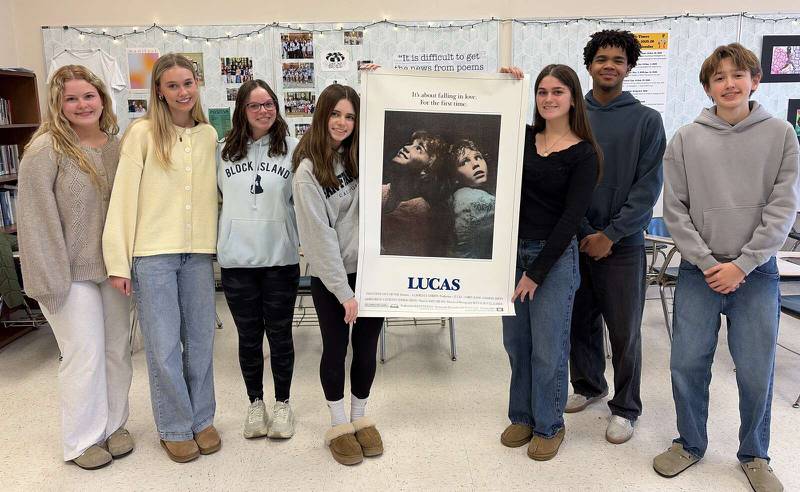 Glenbard West students, from left, Cait Alligood, Josephine Dibben, Maeve Brannegan, Kathryn White, Annalise Ricci, Sam LaPalm and Jack Lafontaine produced the documentary, “Hollywood on the Hilltop: ‘Lucas’ 40 Years Later,” in tandem with the anniversary of the Twentieth Century Fox movie.
