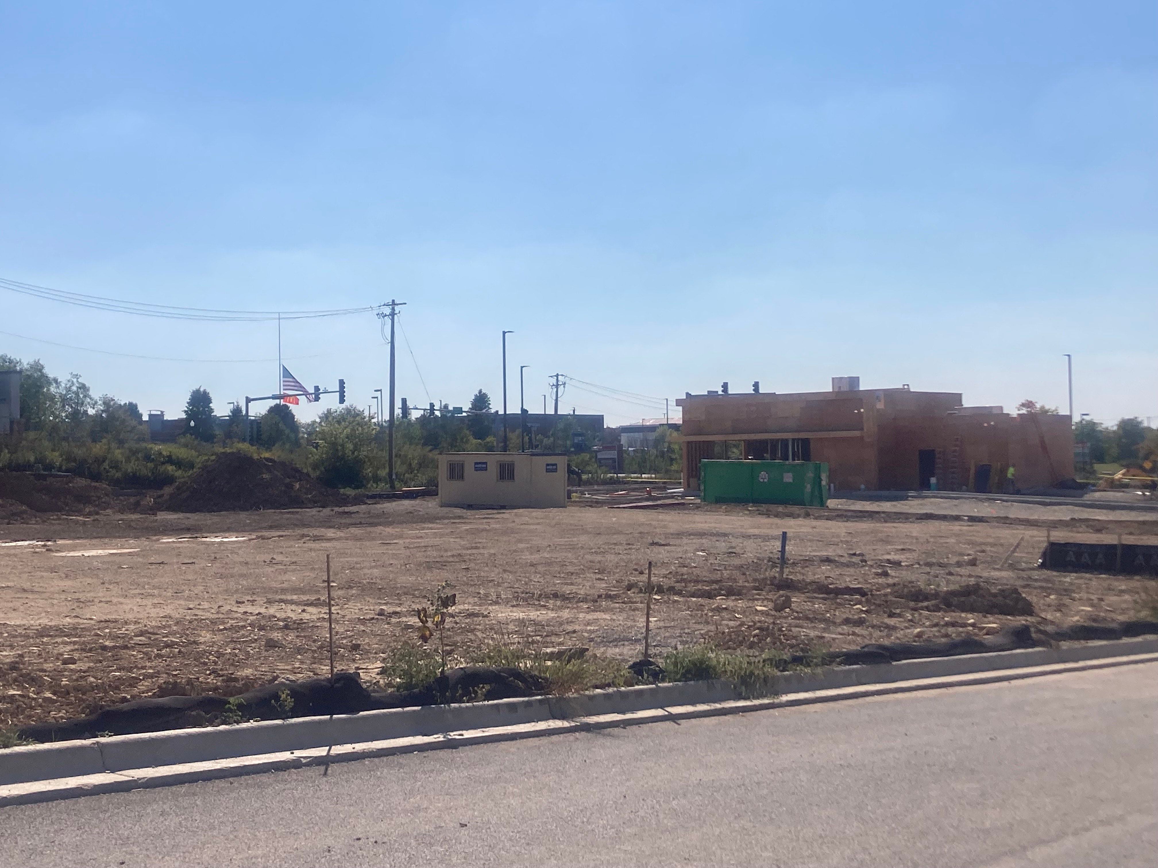 Construction site of the future Wendy's at the intersection of Adelmann Road and 159th Street and the adjacent empty plot where Mister Carwash was proposed for construction on Monday, Sept. 15, 2025.