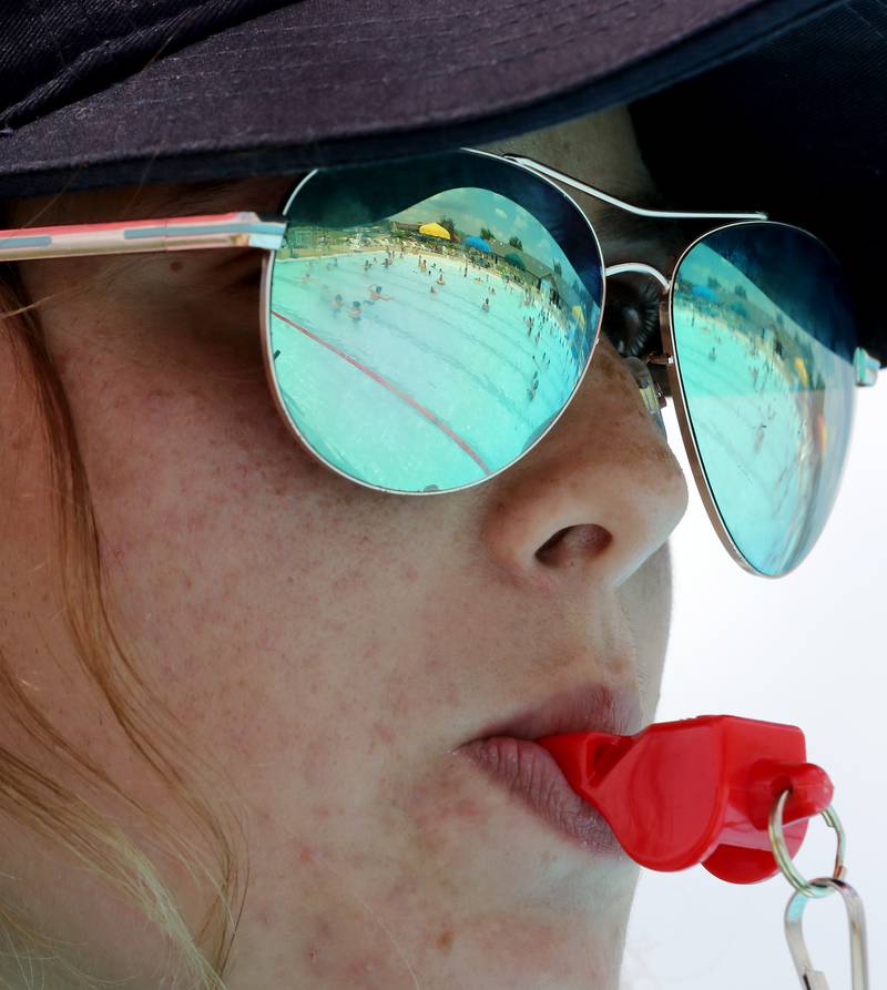 First year lifeguard Brooke Kuffel of Crystal Lake, 18, watches over swimmers at Stingray Bay on Wednesday, June 9, 2021 in Huntley.