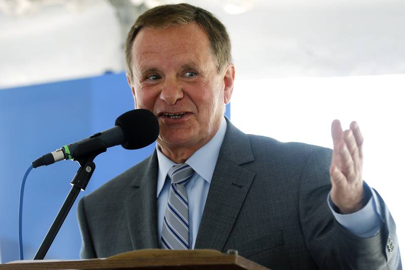 Javon Bea, President and CEO of Mercyhealth, speaks during a ground breaking ceremony for a new Mercyhealth hospital at the intersection of Three Oaks Road and Rt. 31 on Wednesday, June 16, 2021 in Crystal Lake.