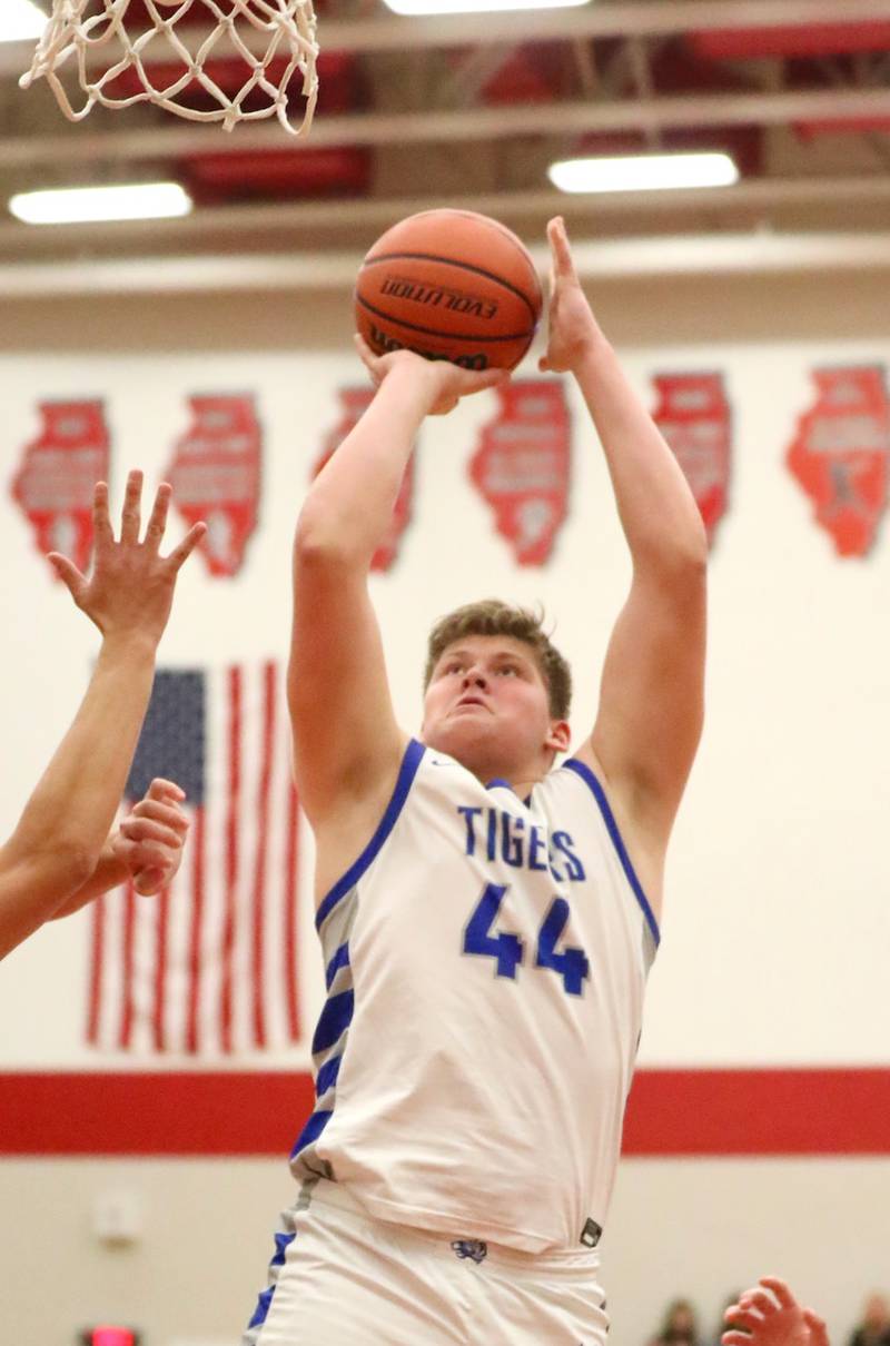 Princeton's Bennett Williams shoots against St. Bede Saturday night in the Colmone Classic.