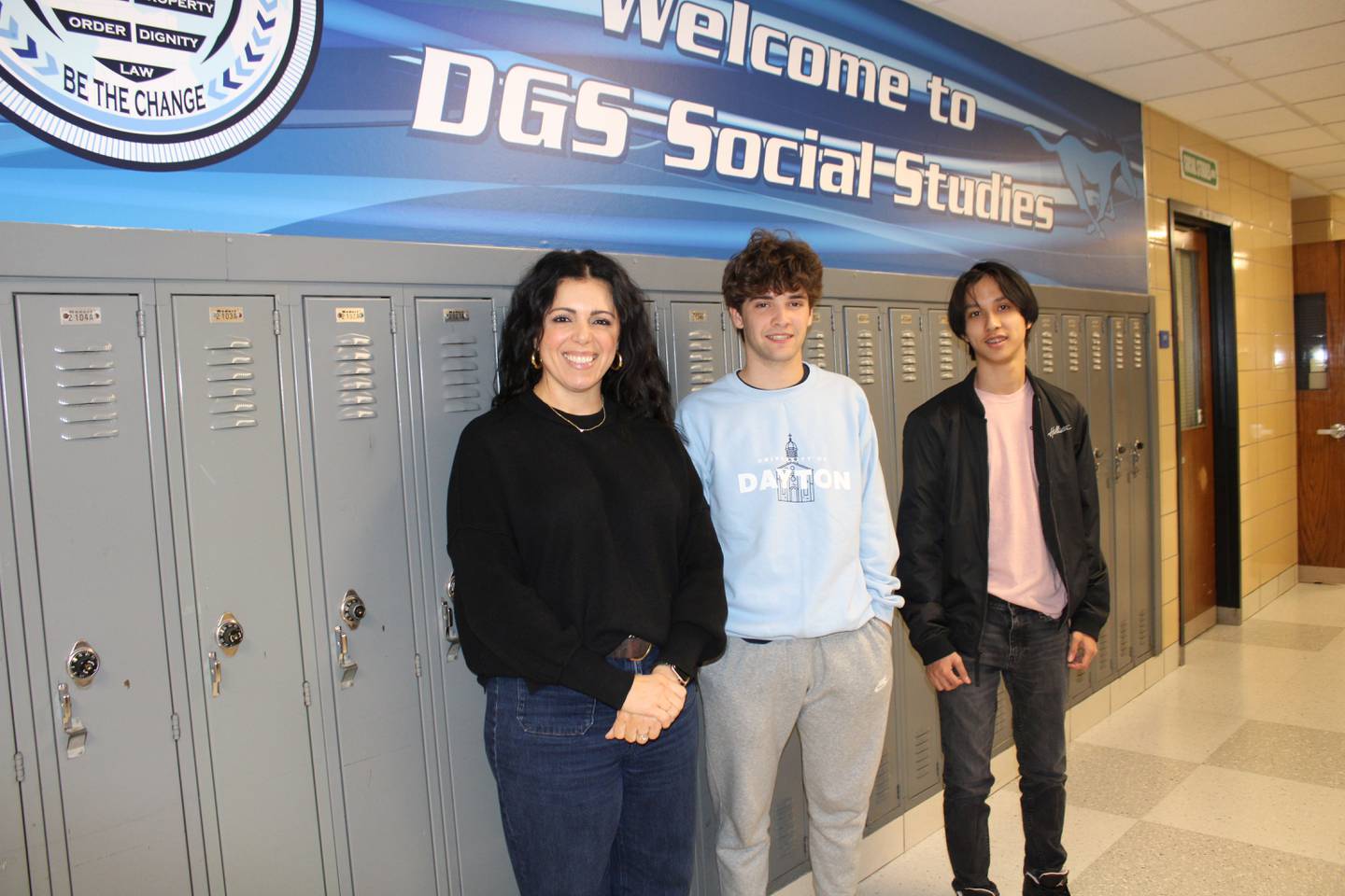 South High Third Place Winners (L-R): South High economics teacher Elaine Marinakos with Jake Justus and Robert Vong (stock market game)