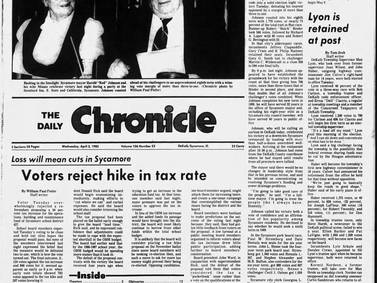 Historical covers for April 3: ‘Red’ wins eighth term in Sycamore